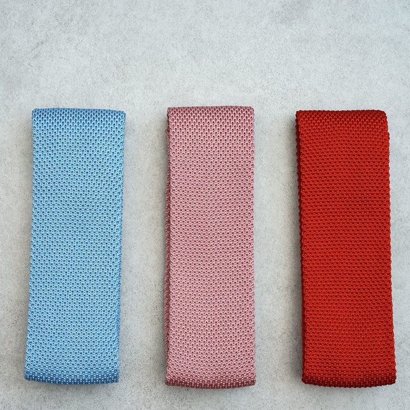 ZENXUS Knit Ties for Men, Wrinkle Proof, Machine Washable, 2.35 inch Skinny Ties, Flat-end Sock Ties, Dusty Blue, Dusty Rose, Rust, 3-Pack - Image 2